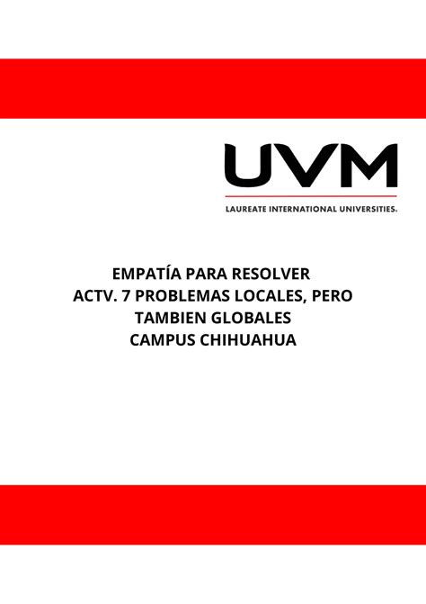 Actividad 7 EMPATÍA PARA RESOLVER ACTV 7 PROBLEMAS LOCALES PERO