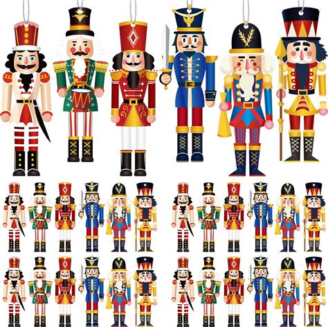 48 Pcs Christmas Nutcrackers Ornaments Wooden Nutcracker