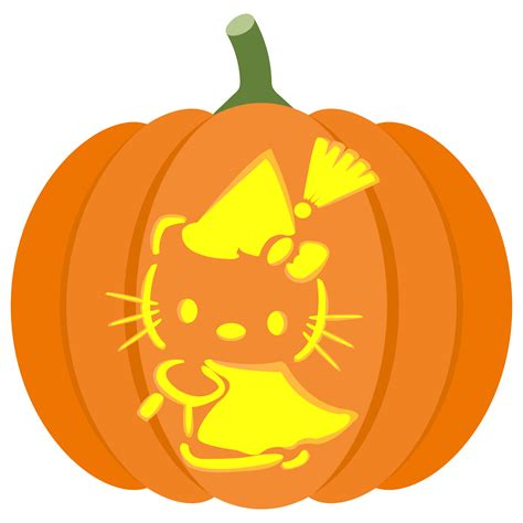 Hello Kitty Witch Pumpkin Stencil | Free Printable Papercraft Templates