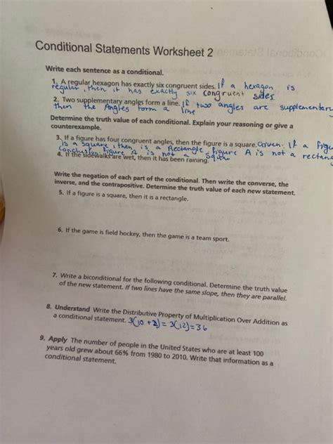 Conditional Statements Worksheet Houbno Write Each Chegg