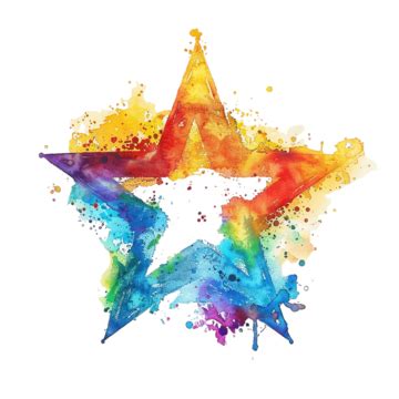 Colorful Star Shaped Watercolor Artwork Colorful Star Shaped