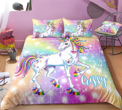 Personalized Bling Bling Unicorn Bedding Set Unilovers