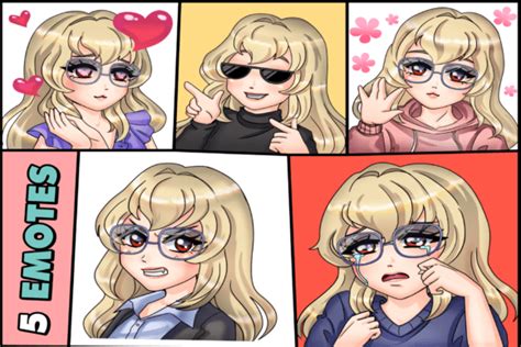 Blond Long Hair Glasses Twitch Emotes Graphic By Fromporto Creative