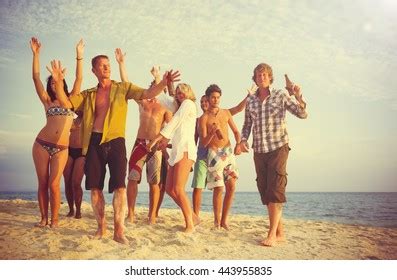 Group People Party On Beach Stock Photo 443955835 | Shutterstock