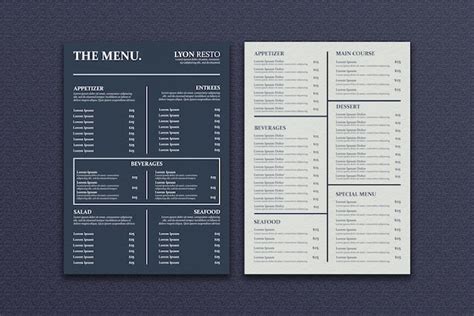 Modèle De Menu De Restaurant Psd Premium