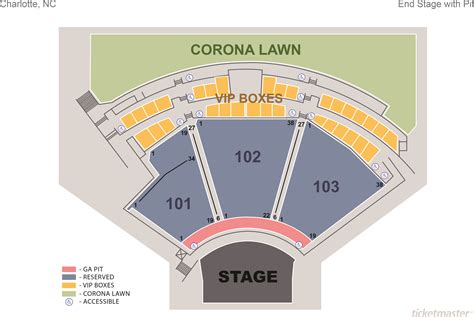 Charlotte Metro Credit Union Amphitheatre Nc Seating Chart Elcho Table