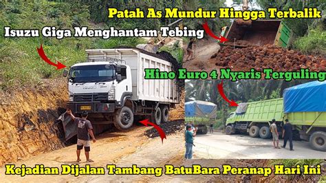 Akibat Patah As Truk Canter Muatan Sawit Mundur Hingga Terbalik Isuzu