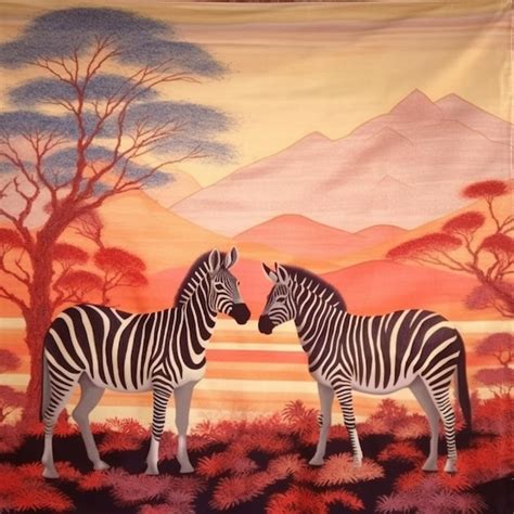 Premium Ai Image Zebras Standing In A Field With A Mountain In The