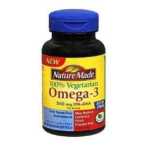 Amazon.com : Nature 100% Vegetarian Omega-3 60 Vegetarian Softgels 540 ...