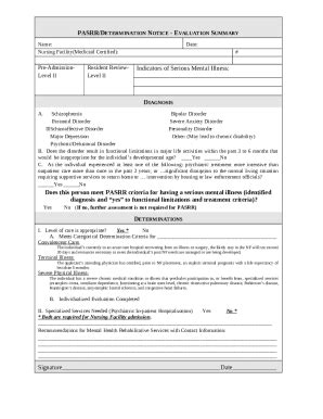 Pasrr Determination Notice Evaluation Summary And Report Doc Template