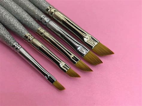 Set of 5 Angled Flats Nail Art Brushes - ABC Brushes