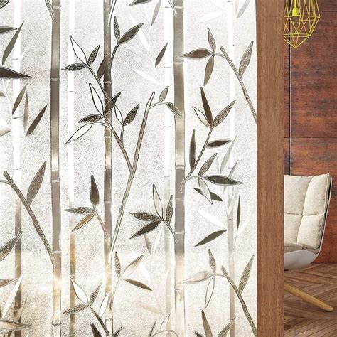 Rabbitgoo Bamboo Window Film Stained Glass Window Privacy Films Frosted