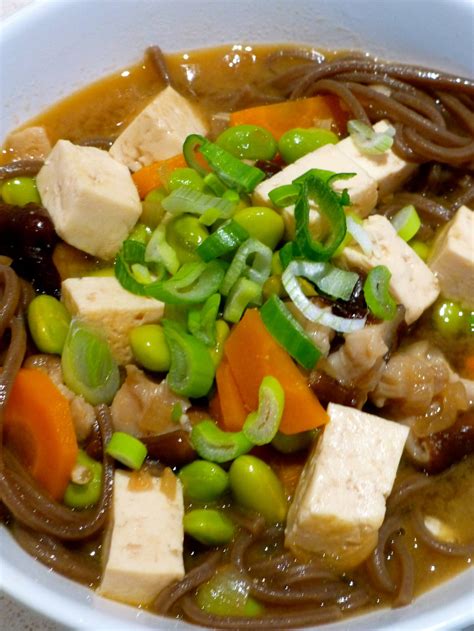 Soba Miso Soup With Edamame Shiitake Tofu JVS Jewish Vegan