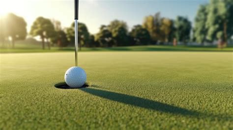 Juego De Golf En Un Campo De Golf Verde Con Putting Green Y Bandera