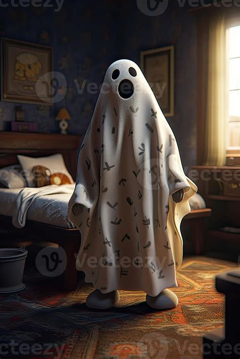 portrait of A white ghost with black eyes, made from a bedsheet. . 22887602 Stock Photo at Vecteezy