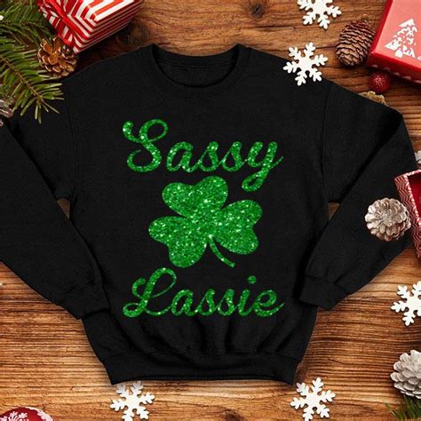 Premium Cute Sassy Lassie Irish Shamrock Funny St Patricks Day Shirt