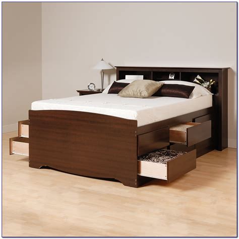 Solana Queen Platform Bed With Bookcase Headboard Bookcase Home