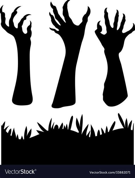 Zombie hands silhouette scary scarecrows Vector Image