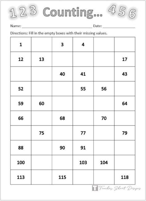 1st Grade Counting Worksheet Etsy