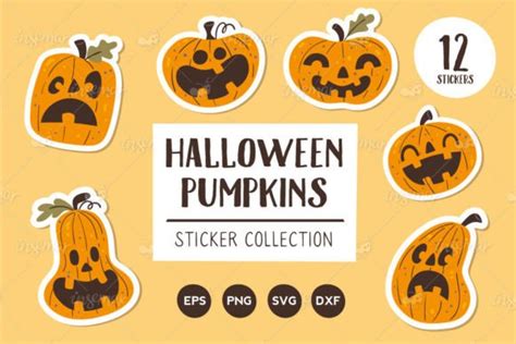 Halloween Pumpkins Sticker Collection Graphic By Insemar Creative Fabrica