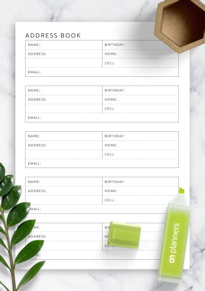 address list templates   printable xlsx word  samples