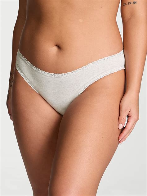 Buy Lace Waist Heather Rib Bikini Panty Snow Heather Order Panties Online Victoria S Secret