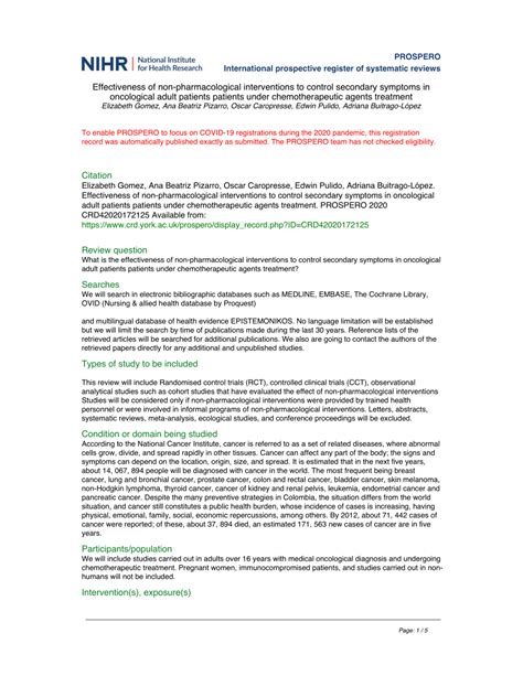 Pdf Effectiveness Of Non Pharmacological Interventions To Control