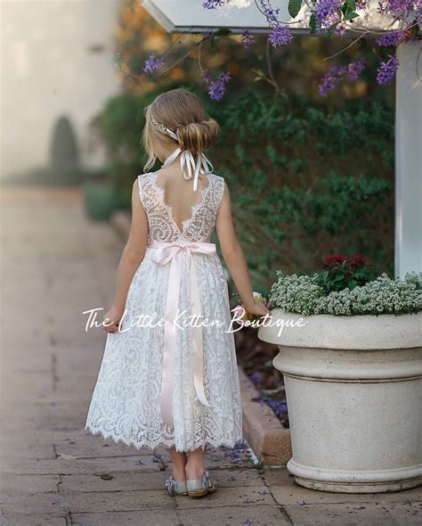 Bohemian Flower Girl Dress White Lace Flower Girl Dress Etsy Canada