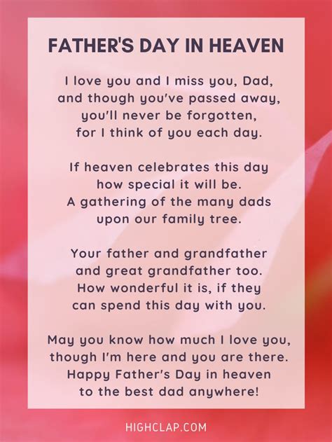 35 Fathers Day In Heaven Poems From Daughter And Son Dad Poems