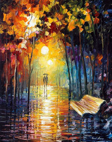 Misty Park — Palette Knife Oil Painting On Canvas By Leonid Afremov