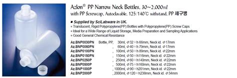 azlon PP Narrow Neck Bottles 캐시바이