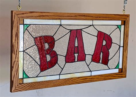 Bar Stained Glass Window Custom Made Man Cave Home Bar Etsy