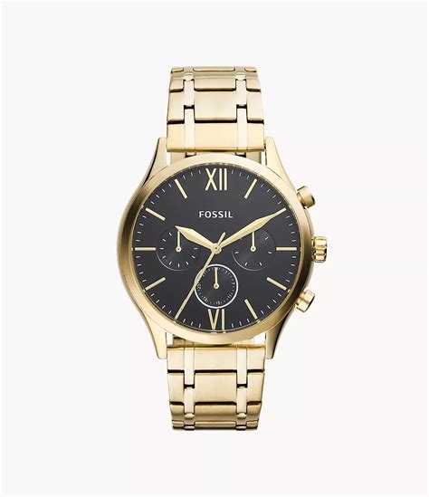 Fossil Leather And Gold Watches Men