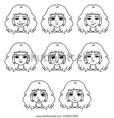 Set Womans Emotions Facial Expression Girl Stock Vector Royalty Free 1036817890 Shutterstock