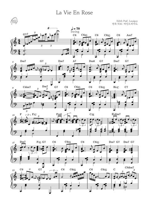 Jazzpiano Swing Ver La Vie En Rose By Mindpiano Sheet Music