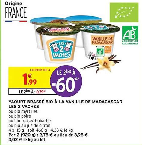 Promo Yaourt Brass Bio La Vanille De Madagascar Les Vaches Chez