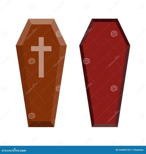 Coffin Icons Set Coffin Icon With Cross Stock Vector Illustration Of