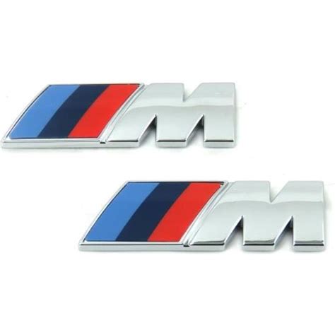 2x M Sport Emblème Badge Autocollant Chrome argent pour BMW Aile