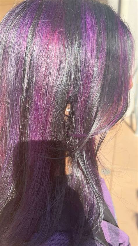 Purple Chunky Highlights In Purple Highlights Brown Hair Purple