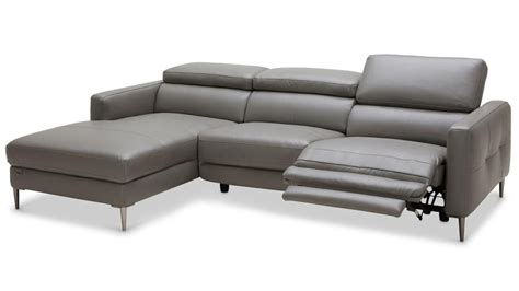 Modern Grey Leather Reno Sectional with Power Recliner Seat | Zuri ...