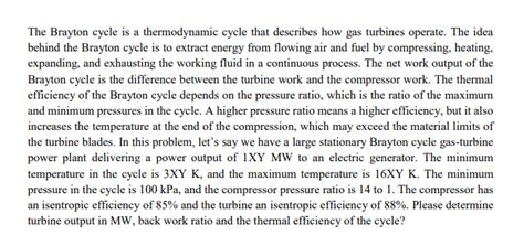 Solved The Brayton cycle is a thermodynamic cycle that | Chegg.com