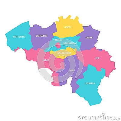 Belgium Political Map Of Administrative Divisions Vector Illustration