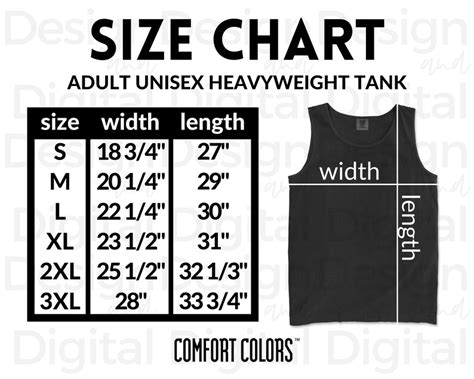 Comfort Colors 9360 Size Chart Adult Unisex Tank Top Comfort Etsy