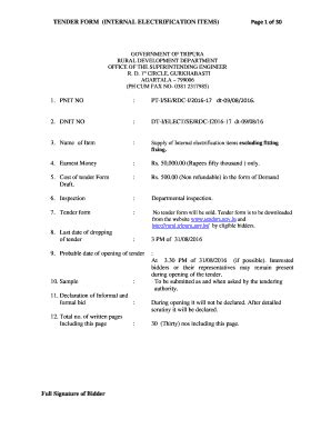 Fillable Online Rural Tripura Gov Tender Form Internal Elect Docx