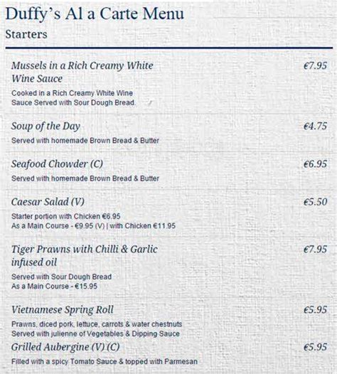 Duffy's Menu, Menu for Duffy's, Malahide, Dublin - Zomato Ireland