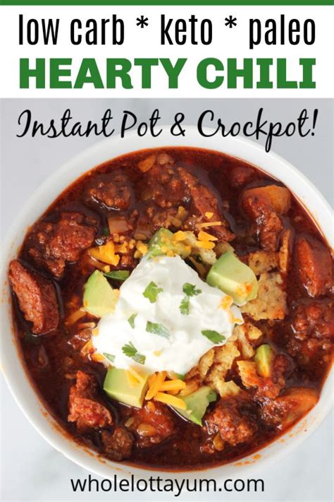 Instant Pot Chili Recipe No Beans Low Carb Keto Chili Recipe Keto