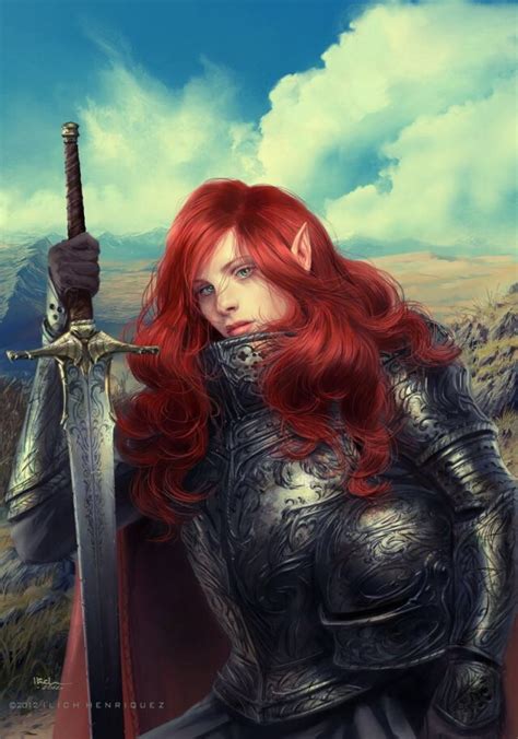 Female Elf With Red Hair Warrior Woman Fantasy Art Elves