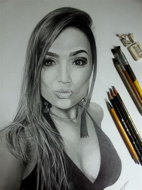 Desenho Realista Desenho De Um Retrato Feminino Completo Desenho