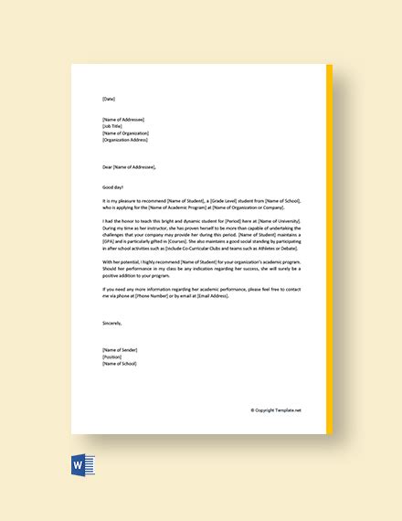 FREE Academic Reference Letter Template - Word (DOC) | Google Docs ...