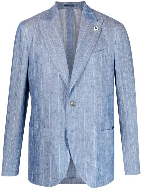 Lardini Pinstripe Linen Blazer In Blau ModeSens